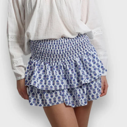 Indie Graphic Ruffle Pleated Skirt
