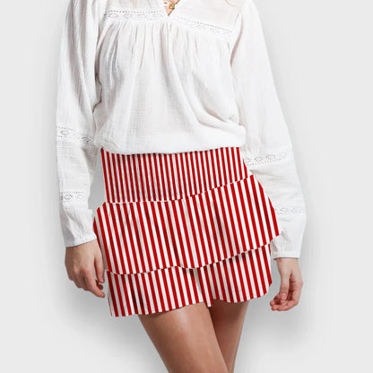 Indie Graphic Ruffle Pleated Skirt