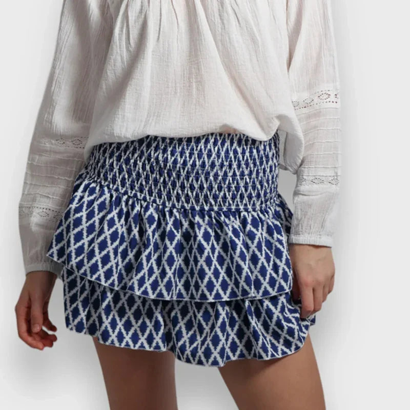 Indie Graphic Ruffle Pleated Skirt