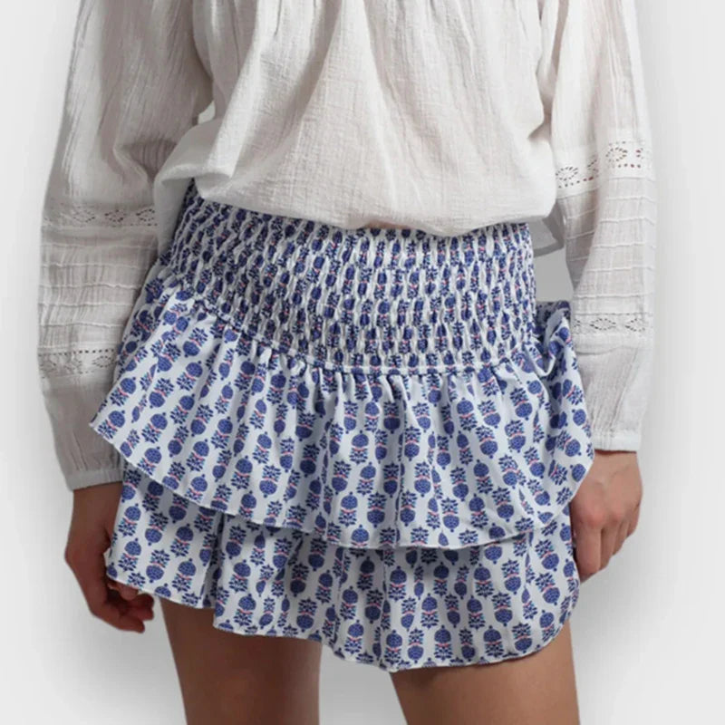 Indie Graphic Ruffle Pleated Skirt