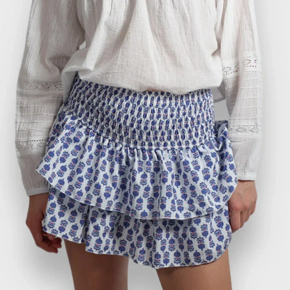 Indie Graphic Ruffle Pleated Skirt