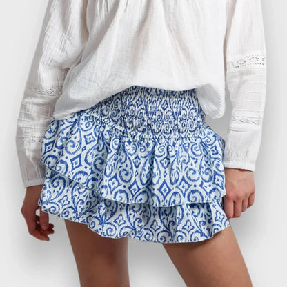 Indie Graphic Ruffle Pleated Skirt