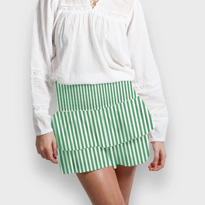 Indie Graphic Ruffle Pleated Skirt