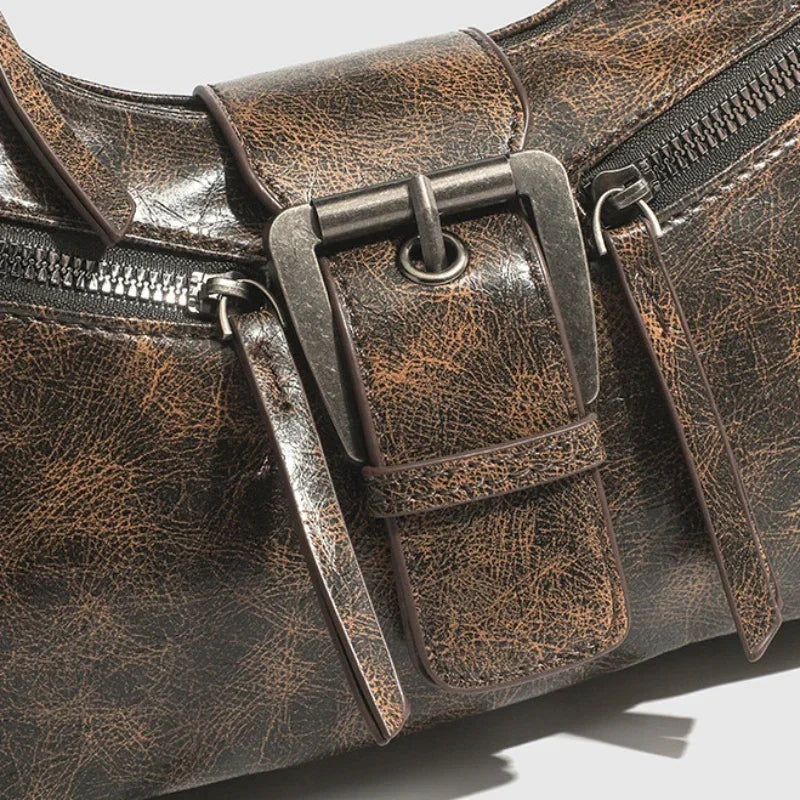 Retro Belt Design PU Leather Shoulder Bag