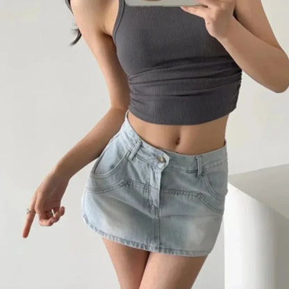 Tight Party Blue Denim Skirt