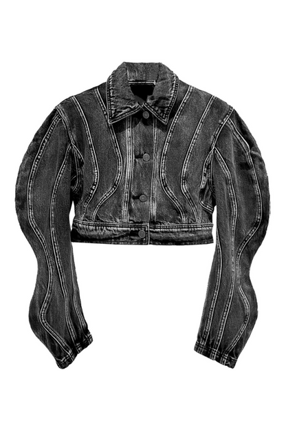 Rhea 3D Wave Deconstruction Denim Jacket