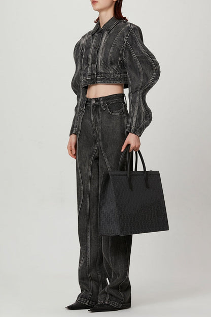 Rhea 3D Wave Deconstruction Denim Jacket