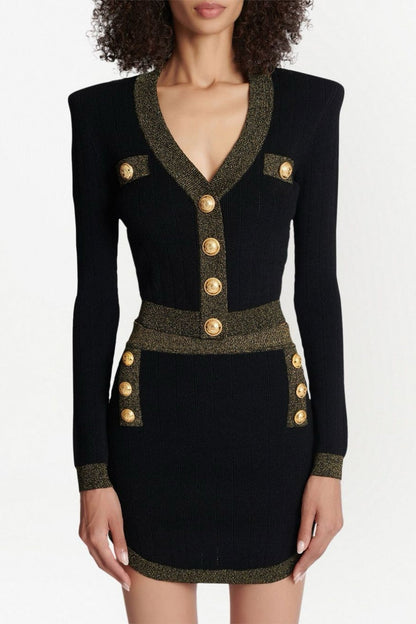 Ryvia Buttoned Knit Mini Skirt