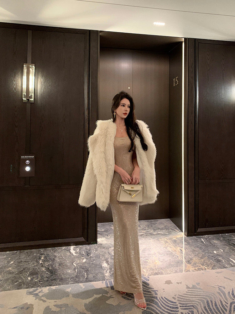 Rhinestone-Embellished Slip Dress Sexy Party Night Maxi Dress