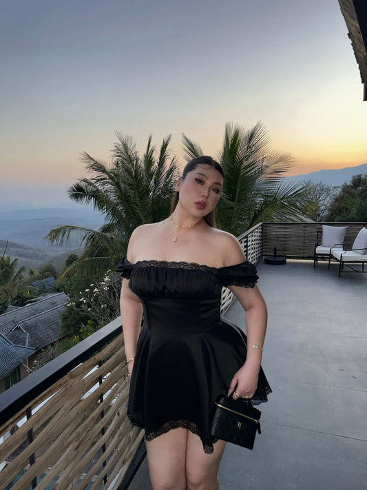Romantic French Vintage Black Dress