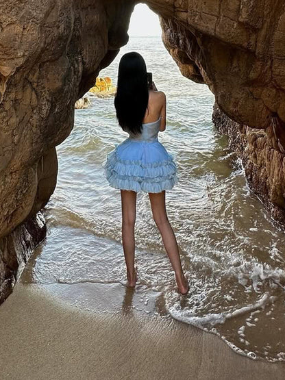 Romantic Off-Shoulder Princess Dress Fairycore Vacation Gown