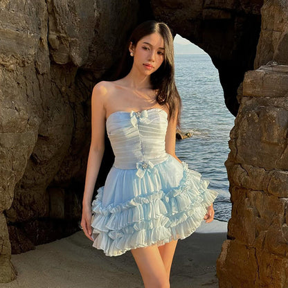 Romantic Off-Shoulder Princess Dress Fairycore Vacation Gown