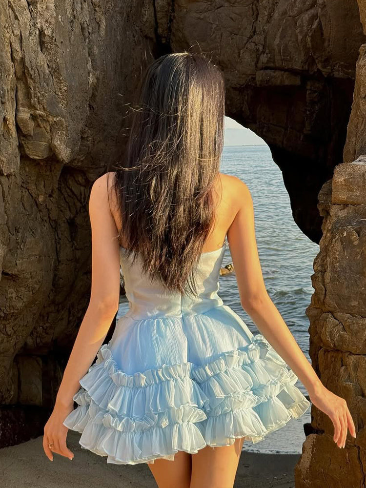 Romantic Off-Shoulder Princess Dress Fairycore Vacation Gown
