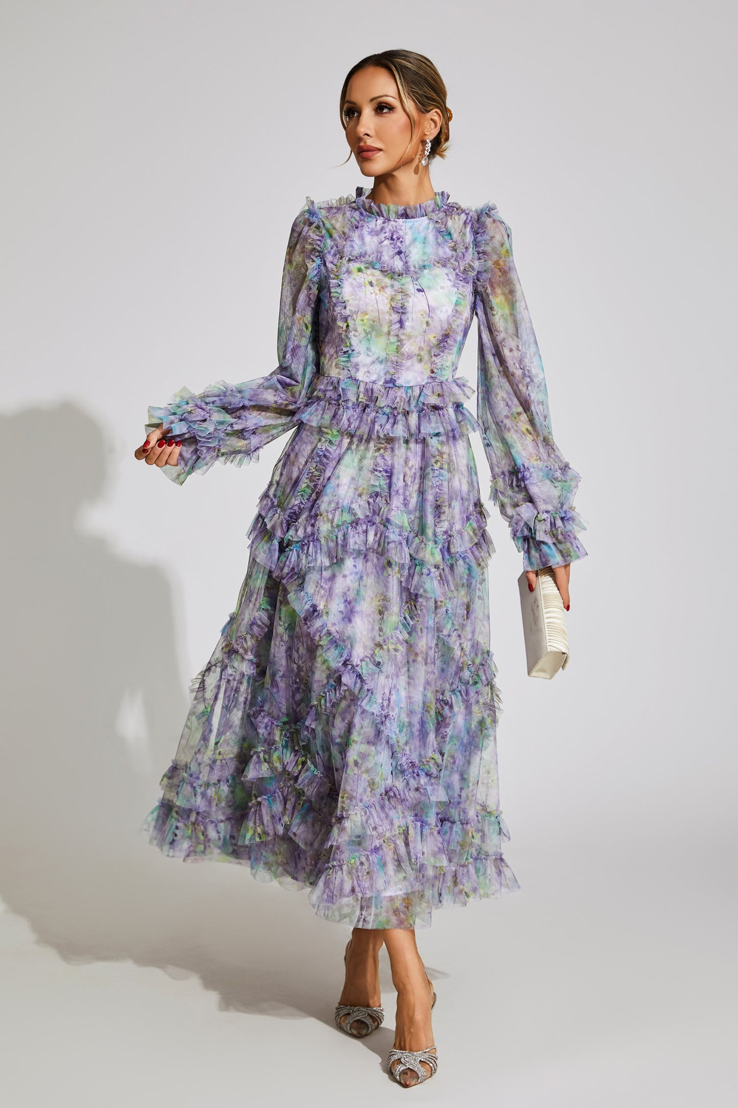 Roosevelt Purple Floral Mesh Dress