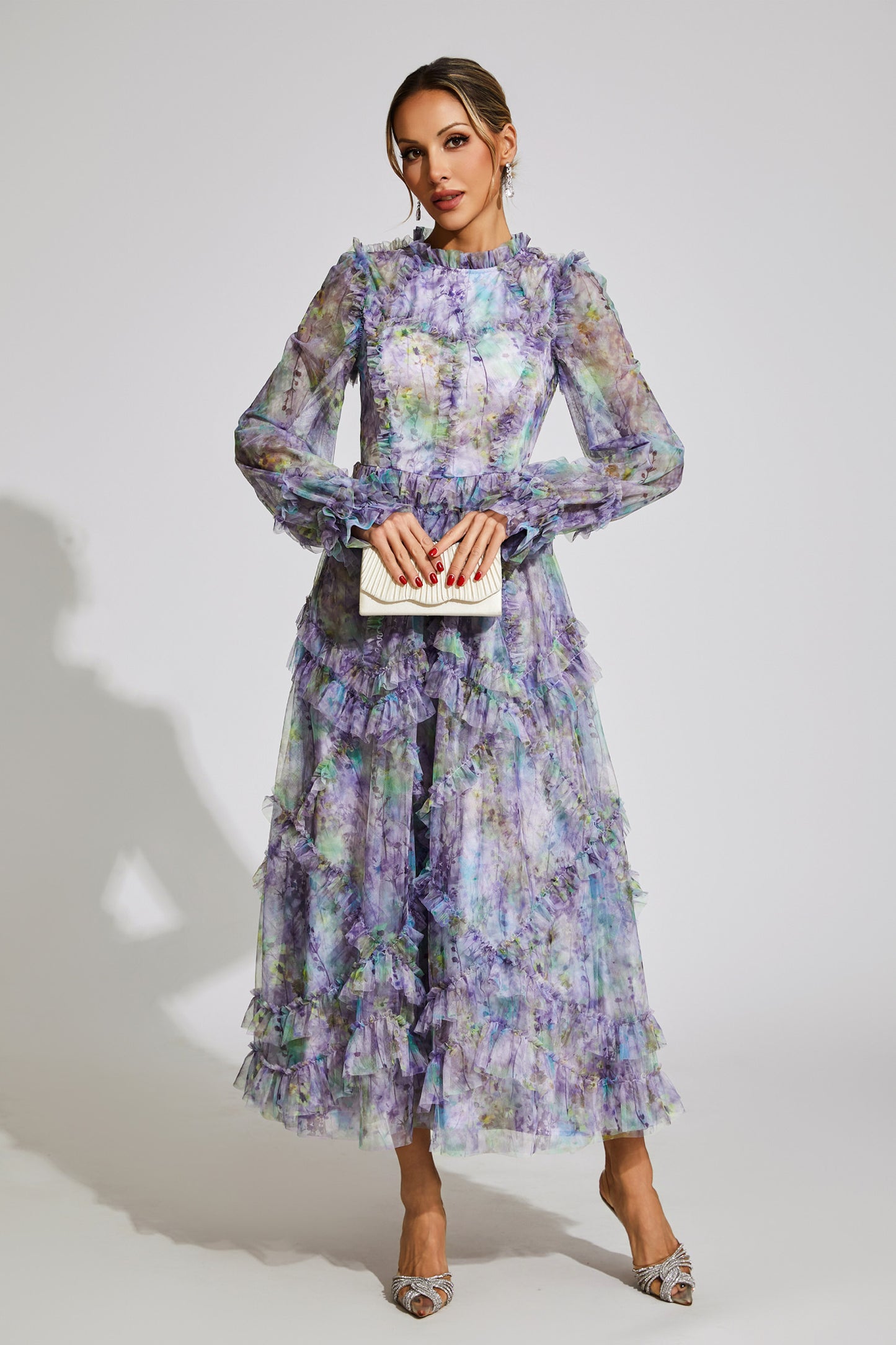 Roosevelt Purple Floral Mesh Dress