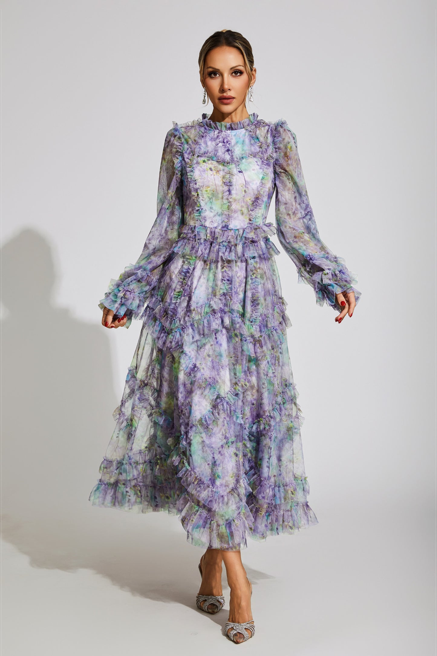 Roosevelt Purple Floral Mesh Dress