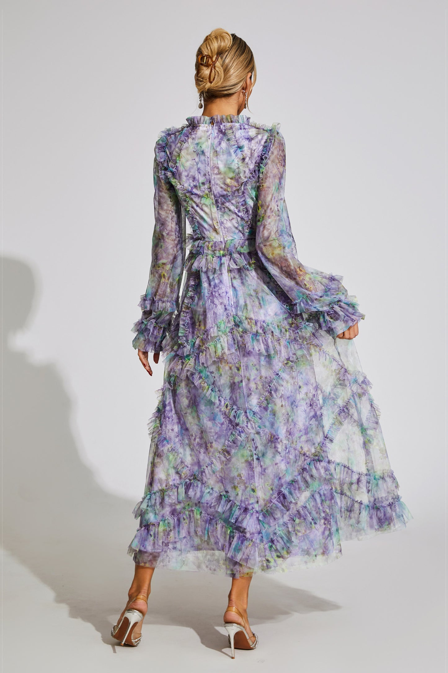 Roosevelt Purple Floral Mesh Dress