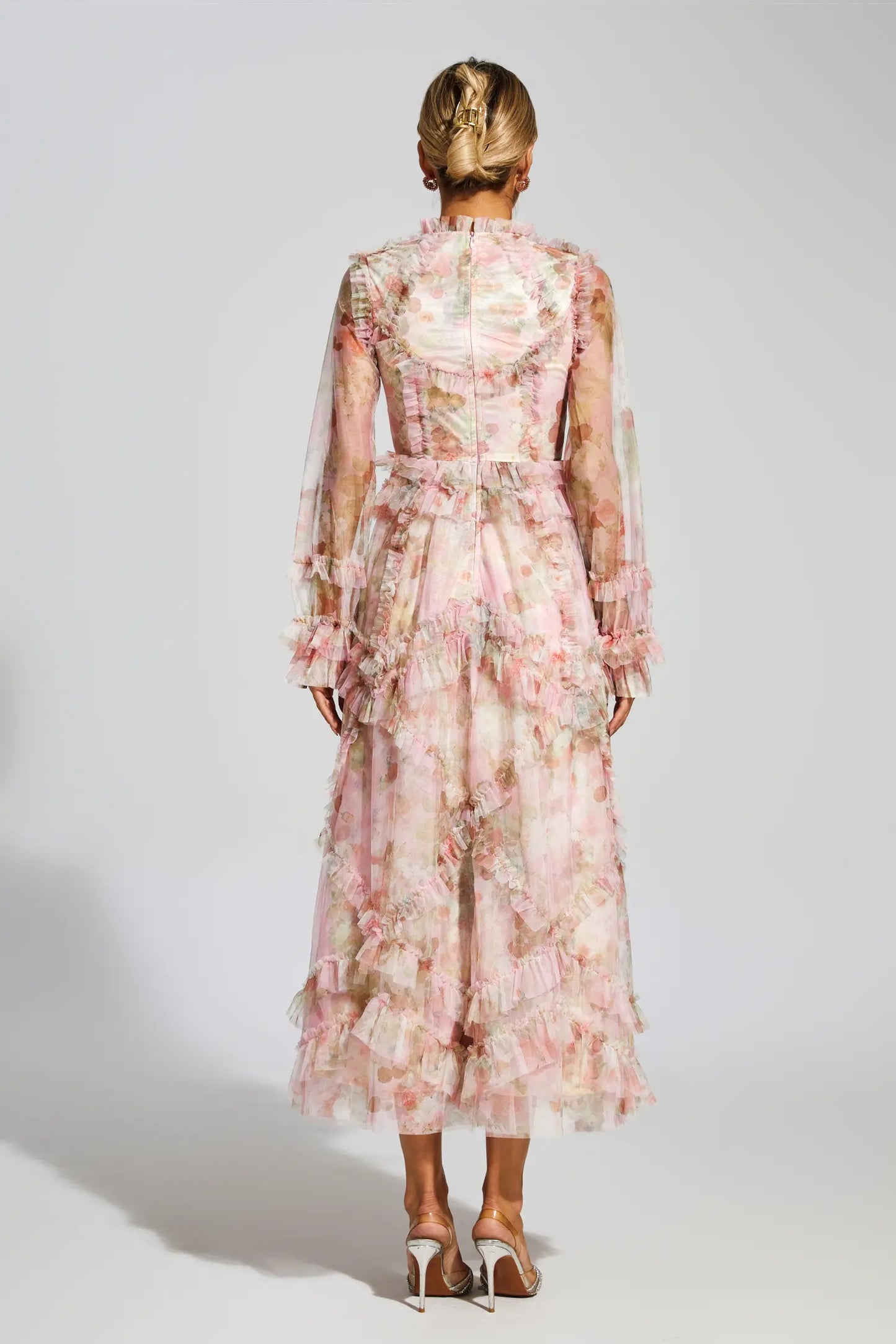 Roosevelt Pink Floral Mesh Dress