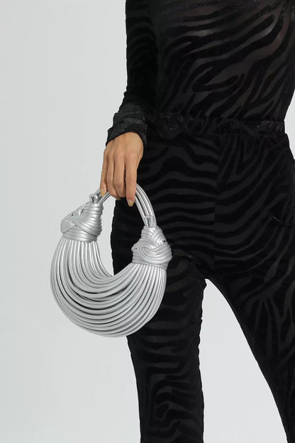 Rosa Silver PU Knotted Bag