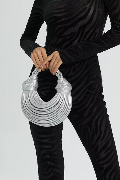 Rosa Silver PU Knotted Bag