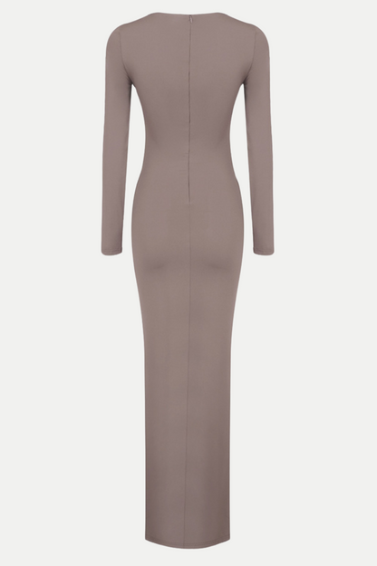 Rosalba Ruched Long Sleeve Maxi Dress - Khaki