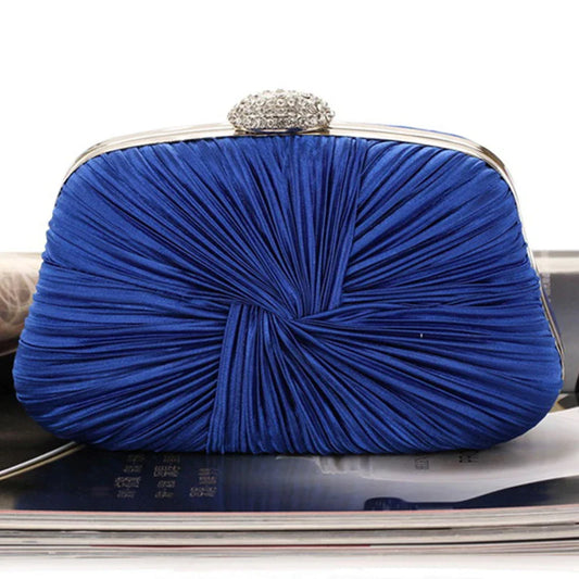 Royal Blue Pleat Pillow Shaped Clutch Bag Wedding Bridal Party Purse