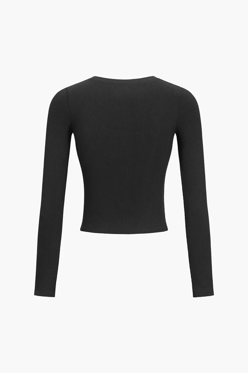 Ruana Solid Button Down Long Sleeve Crop Shirt