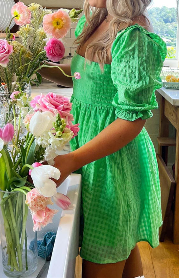 Fella Green Babydoll Mini Dress