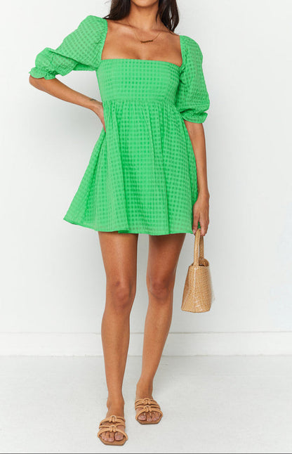 Fella Green Babydoll Mini Dress