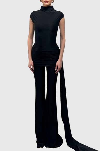Rufas Draped Flared Jumpsuit - Black