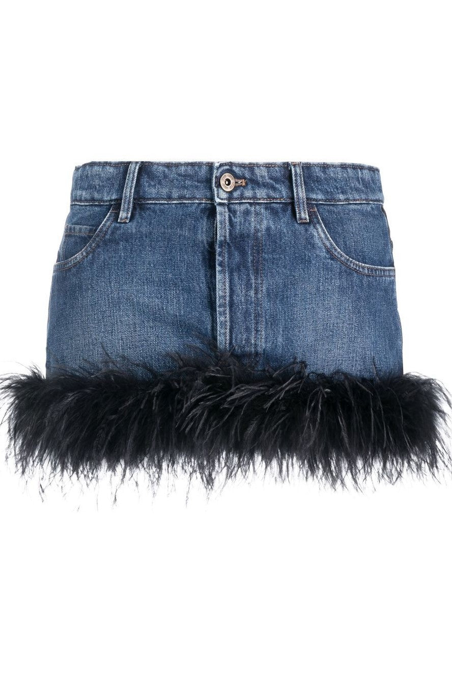 Ruth Feather Denim Skirt