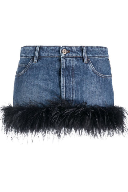 Ruth Feather Denim Skirt