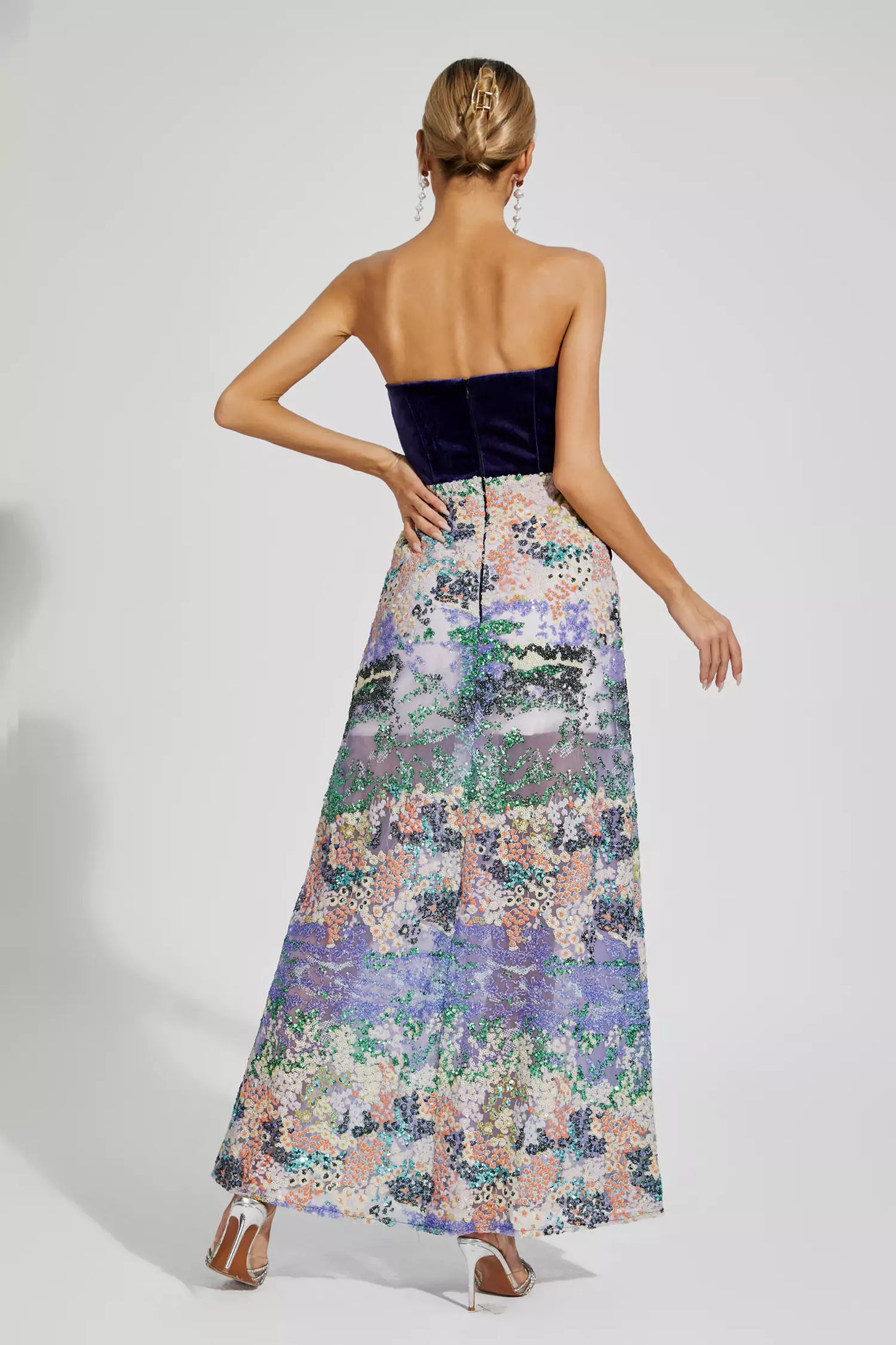 Ryann Purple Sequins Off-shoulder Dress