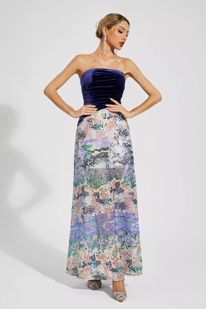 Ryann Purple Sequins Off-shoulder Dress