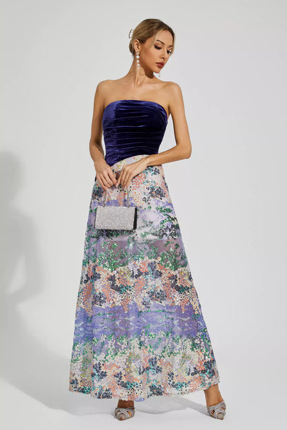 Ryann Purple Sequins Off-shoulder Dress