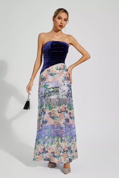 Ryann Purple Sequins Off-shoulder Dress
