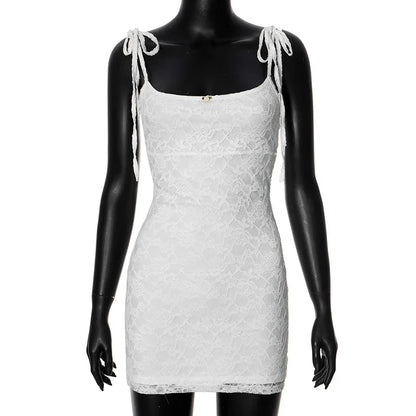 Style 2024 Summer New Women's Clothing Solid Color Low Cut Sleeveless Lace High Waisted Camisole Skirt