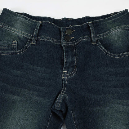Vintage y2k Flared Jeans Retro Button-up Low Rise Casual Denim Pants Harajuku 2000s Trousers Basic Aesthetic Mom Jeans