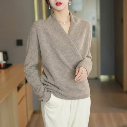 | Women's Winter Wrap V Neck Knit Sweater