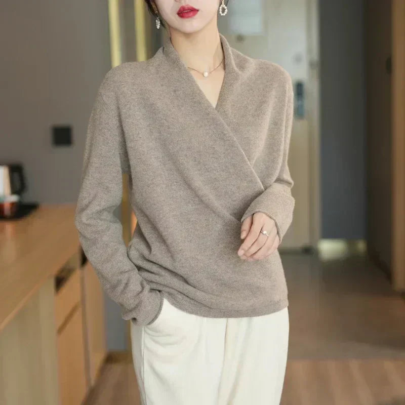 | Women's Wrap Neck Knit Top