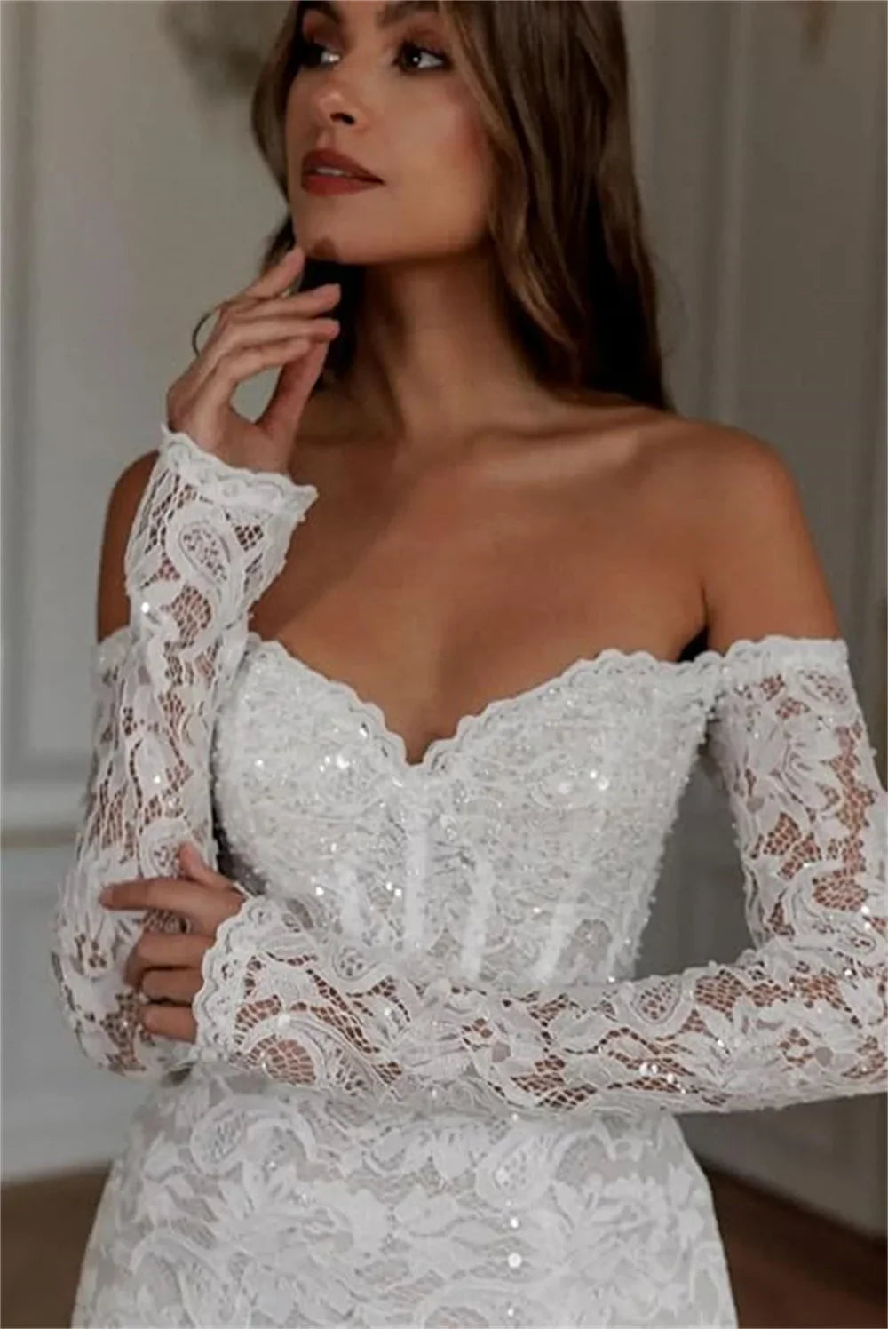 Long Sleeve Lace Embroidery Vacation Dress