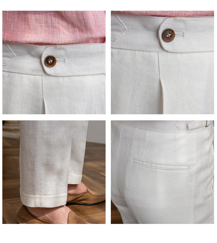 Pietro Linen Pleated Trousers