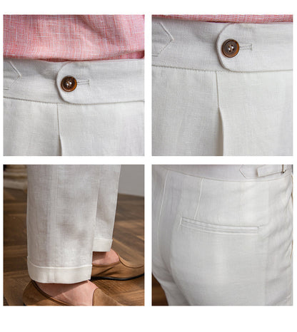 Pietro Linen Pleated Trousers