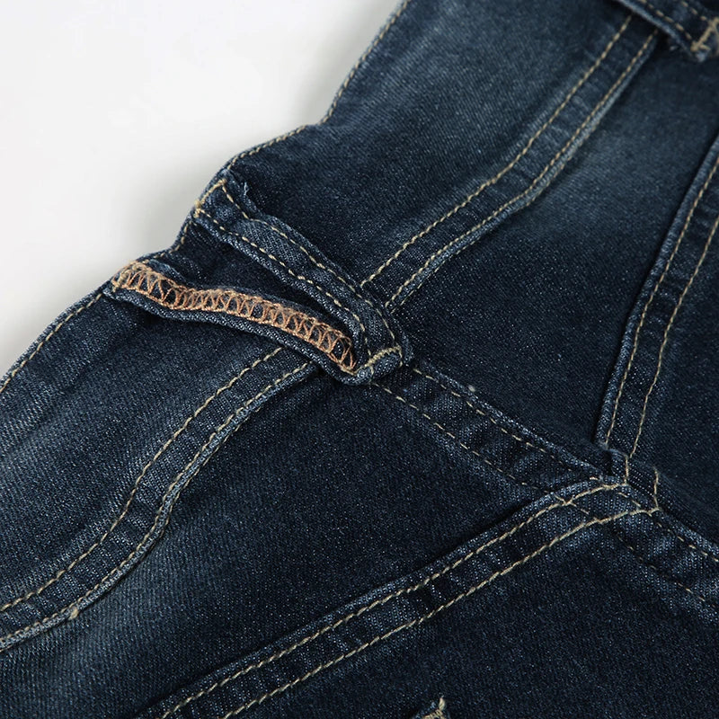 Vintage y2k Flared Jeans Retro Button-up Low Rise Casual Denim Pants Harajuku 2000s Trousers Basic Aesthetic Mom Jeans