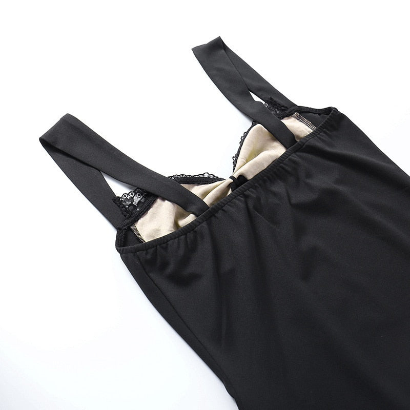 Lace Trim Satin Spaghetti Strap Tie Front Mini Dress
