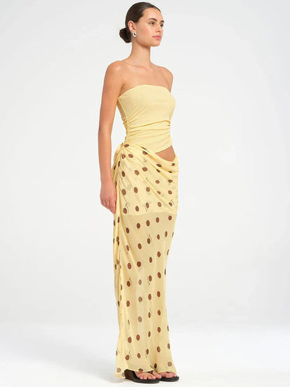 Polka Dot Patchwork Maxi Dress