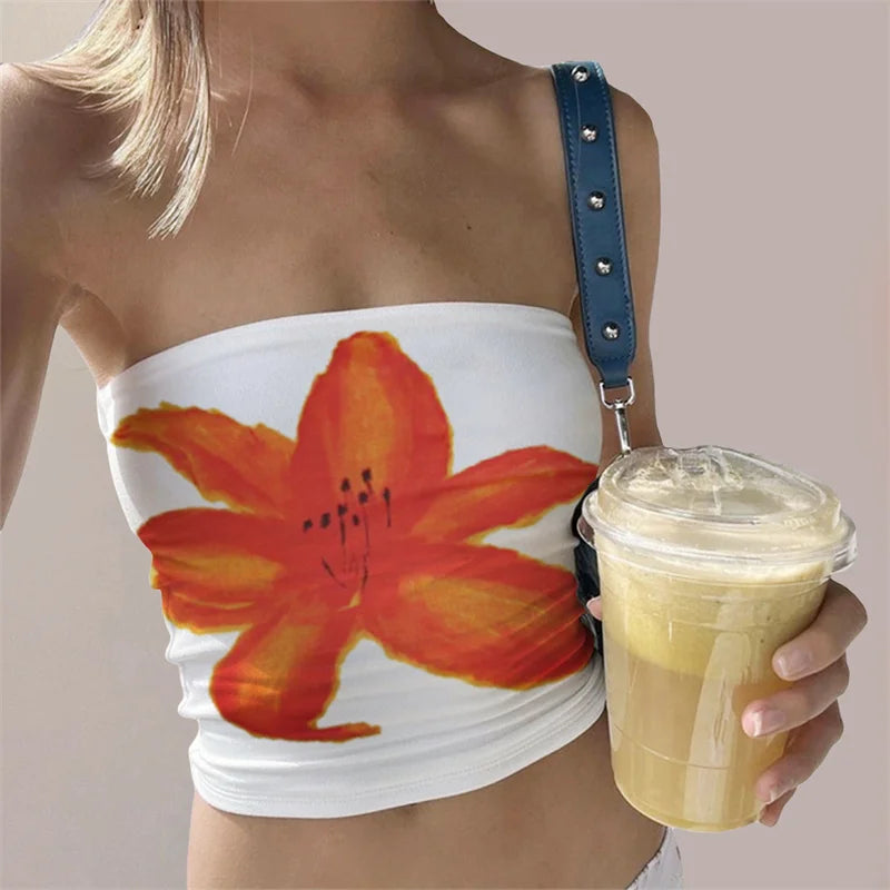 Aesthetic Flower Print Strapless