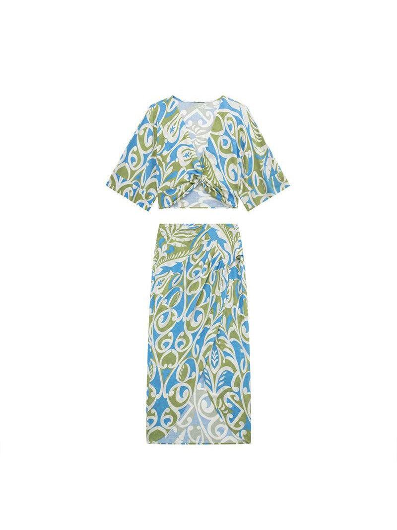 Floral Print Crop Top & Skirt Coord Set