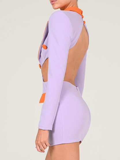 Blue/ Pink Cutout Blazer Dress