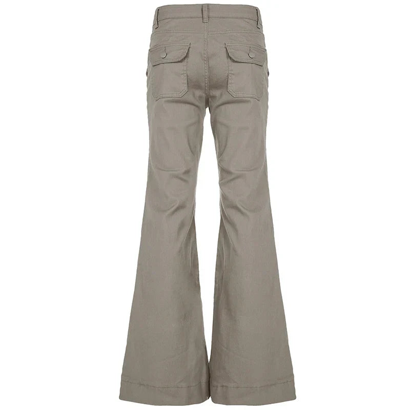 Slim Fit Simple Flared Pants Women High Fashion Causal England Style All-Match Basic Jeans Classical Clothing
